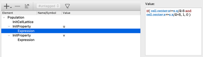 The initial values set via `CellPopulations`/`InitProperty`.