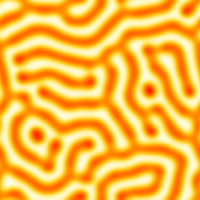 Stripe pattern generated by 2D Gierer-Meinhardt model.